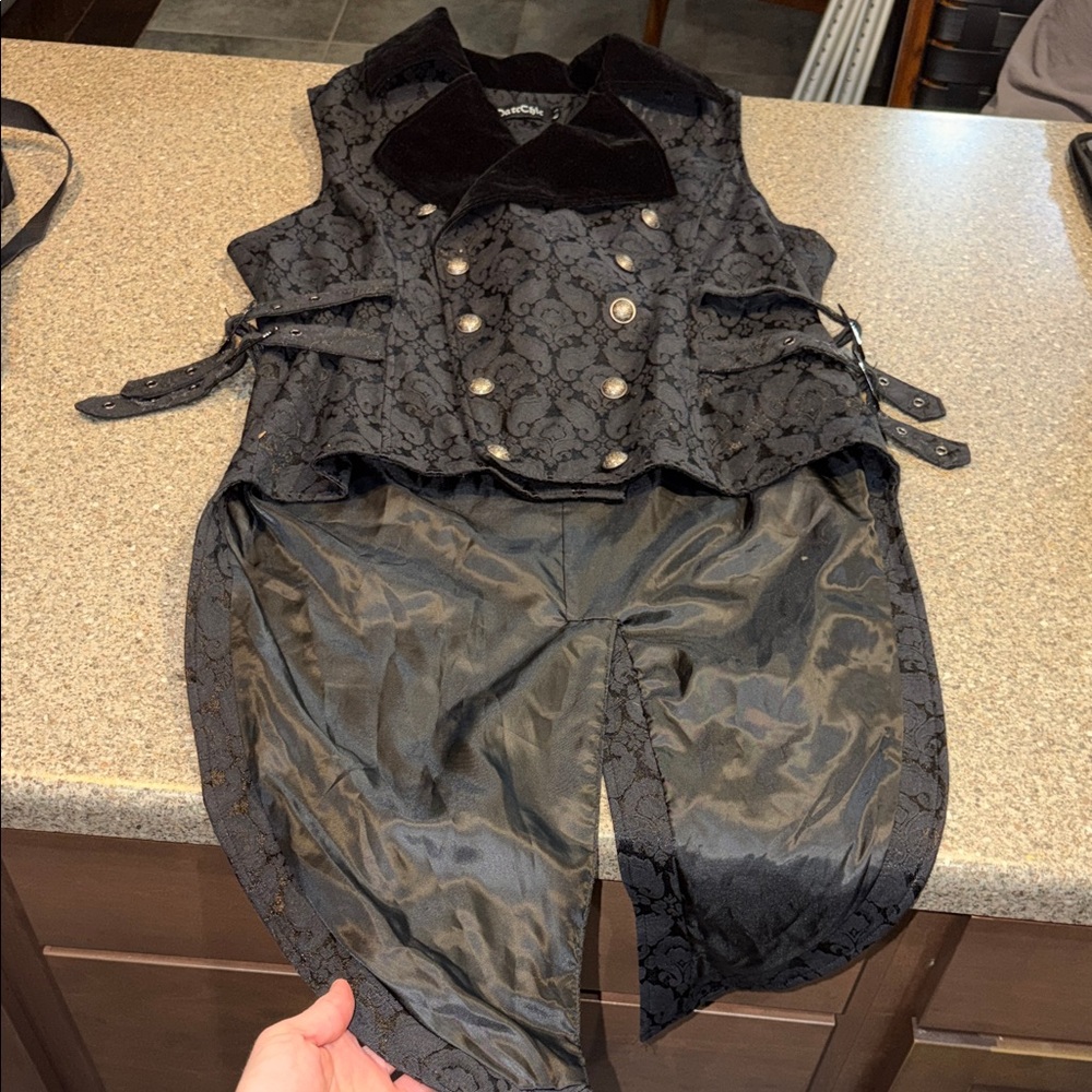 Darc Chic Gothic Steampunk Coat tails velvet vest jacket